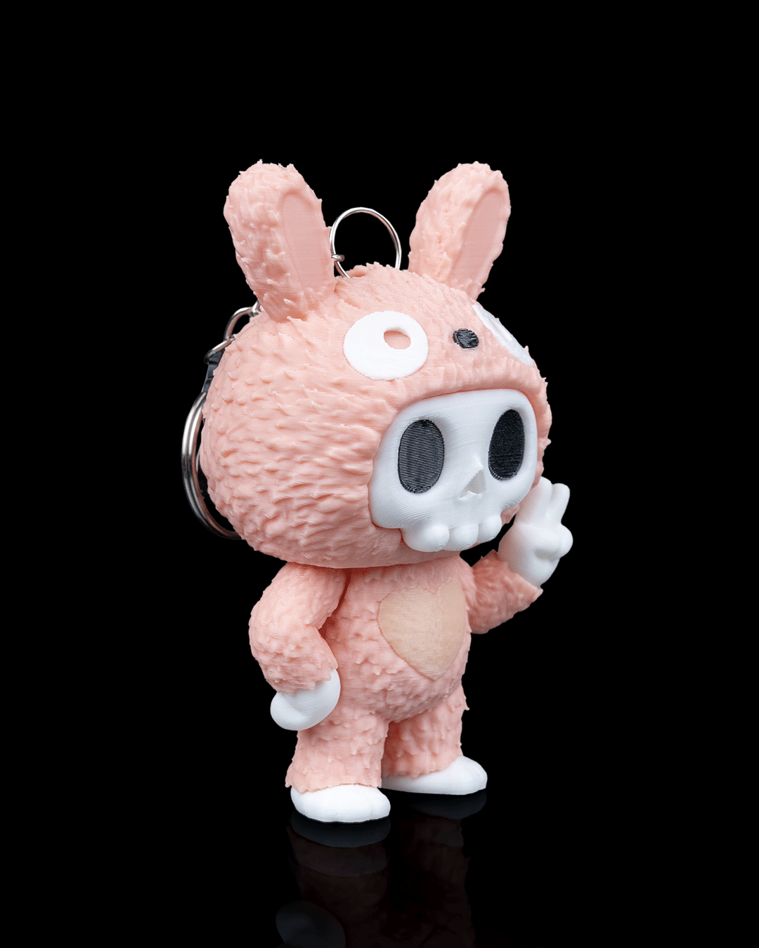 Skubbies: Tuff – 3D Printed Pink Bunny Skull Collectible with Peace Sign