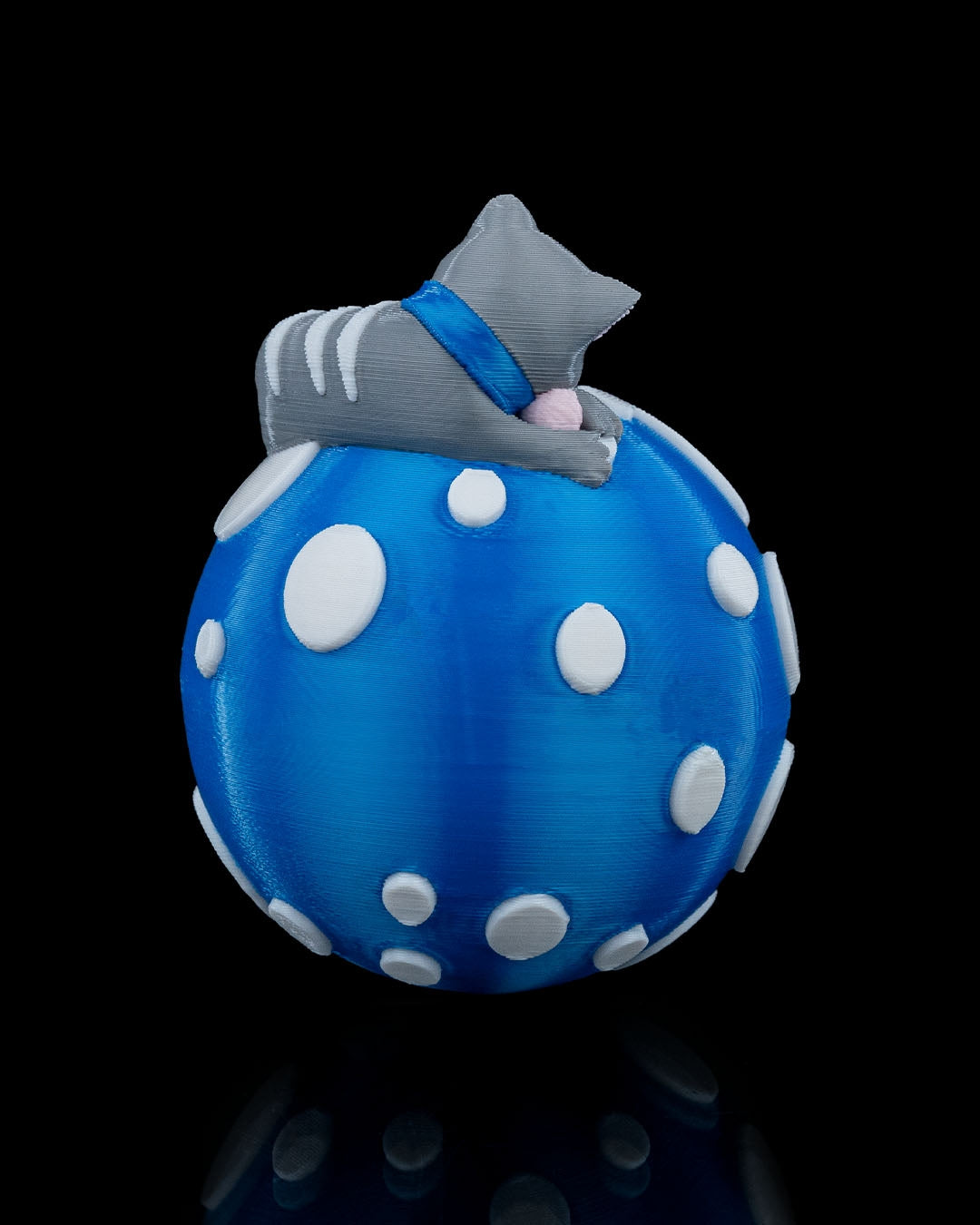 Sleeping Cat Christmas Ornament by STLFlix - Adorable Holiday Decor with Blue Ornament Ball