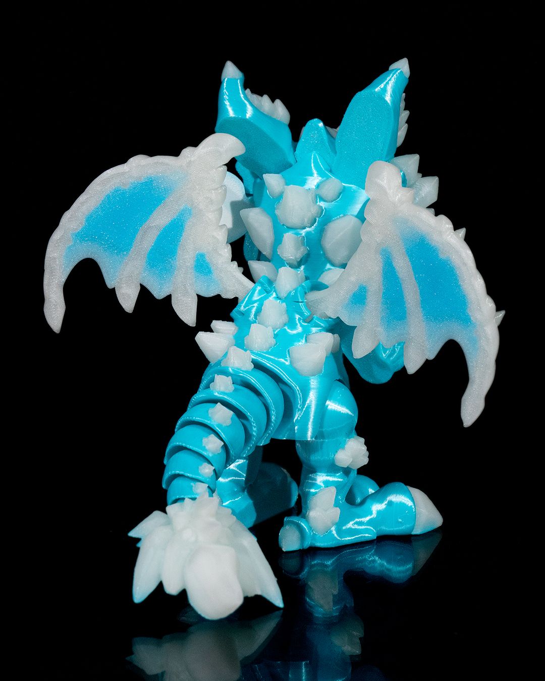 3D Printed Blizzard Dragon - Customizable Winter Wonderland Baby Dragon Figurine