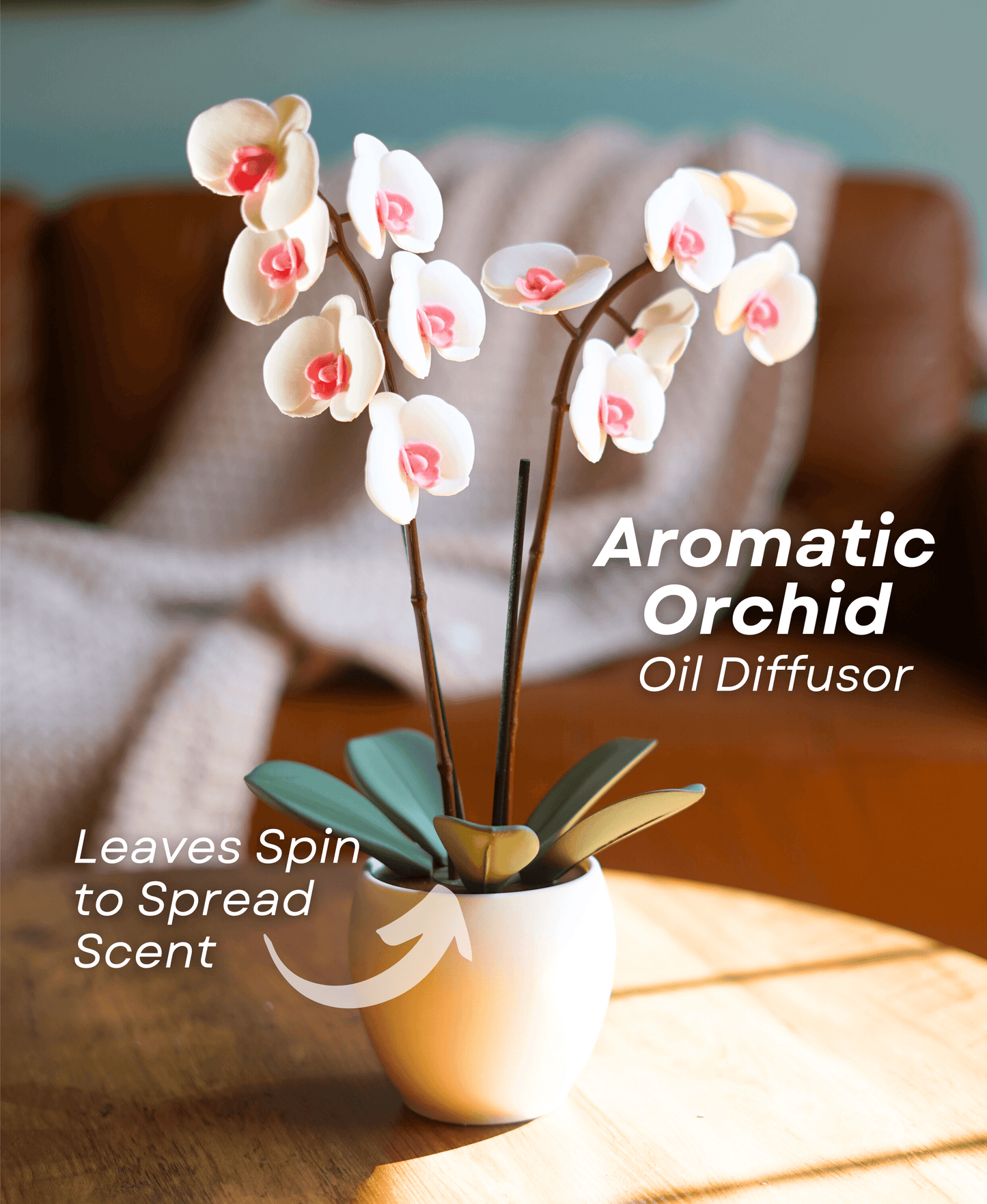 Aromatic Orchid by ForgeCore - Oil Diffusor and Incense Holder with Spinning Leaves