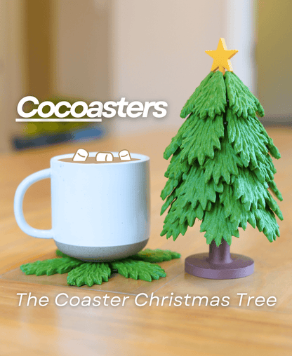 CocoCoasters - Holiday Tree Coaster Set with Marshmallow Musket