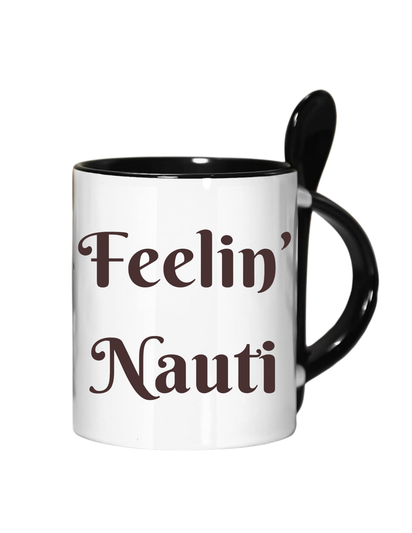 Feelin’ Nauti Octopus Anchor Mug - Playful Nautical Theme Ceramic Mug with Black Handle and Spoon, Ocean Sea Life Design