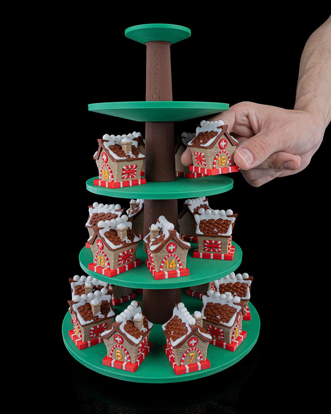 Tree Top Village Countdown Containers - 3D Printed Holiday Advent Tree