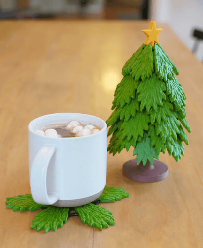 CocoCoasters - Holiday Tree Coaster Set with Marshmallow Musket