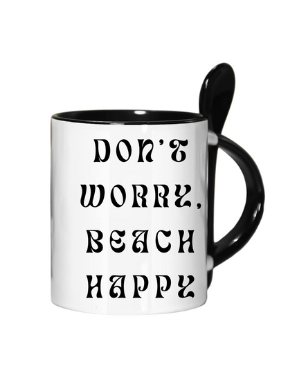 Tropical Beach Happy Mug with Palm Trees and Sunset - Perfect Summer Coastal Decor and Beach Gift