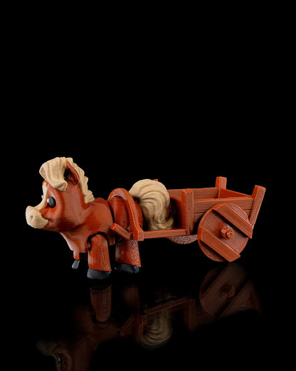 3D-Printed Horse Cart by STLFlix – Rustic Farmhouse Decor & Collectible Miniature Accent