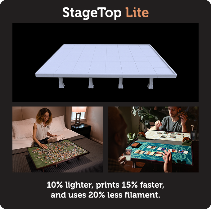 StageTop Lite: A Streamlined and Affordable Modular Gaming Tabletop with Dice Tower, Storage, and Portability