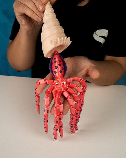 Finn the Bigfin Squid - 3D Printed Fidget Toy for Sensory Exploration and Stress Relief