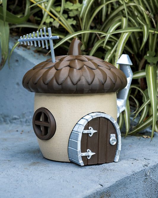 Acorn House Fairy Garden Decoration - 3D-Printed Whimsical Garden Decor