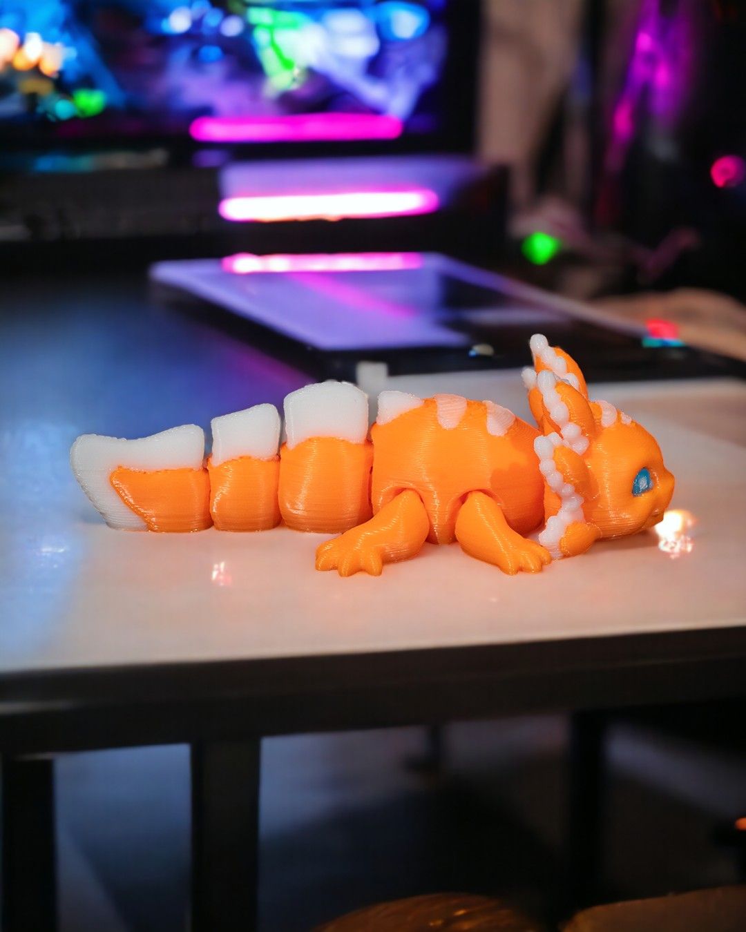 Articulated 3D Printed Baby Candy Axolotl: A Vibrant Fidget Desk Toy