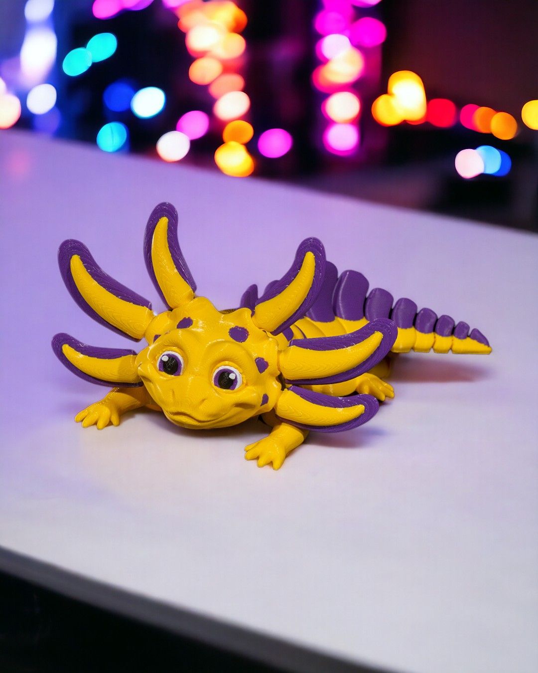 Banana Split Axolotl - Articulated 3D Printed Toy