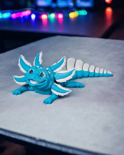 Blue Ice Pop Axolotl: Interactive 3D Printed Design with Movable Joints