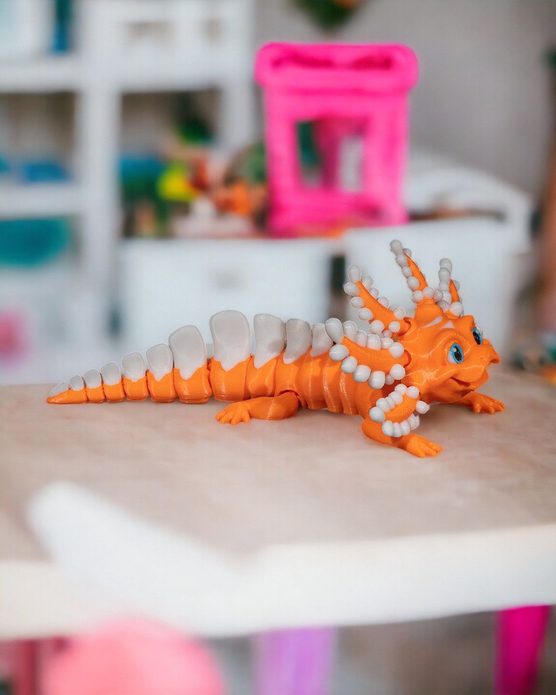 Dandy Candy Axolotl: Vivacious 3D Printed Creature with Articulated Joints