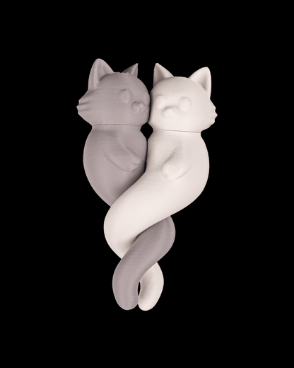 Feline Match Pendants – Intertwined Cat Couple Keychains