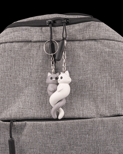 Feline Match Pendants – Intertwined Cat Couple Keychains