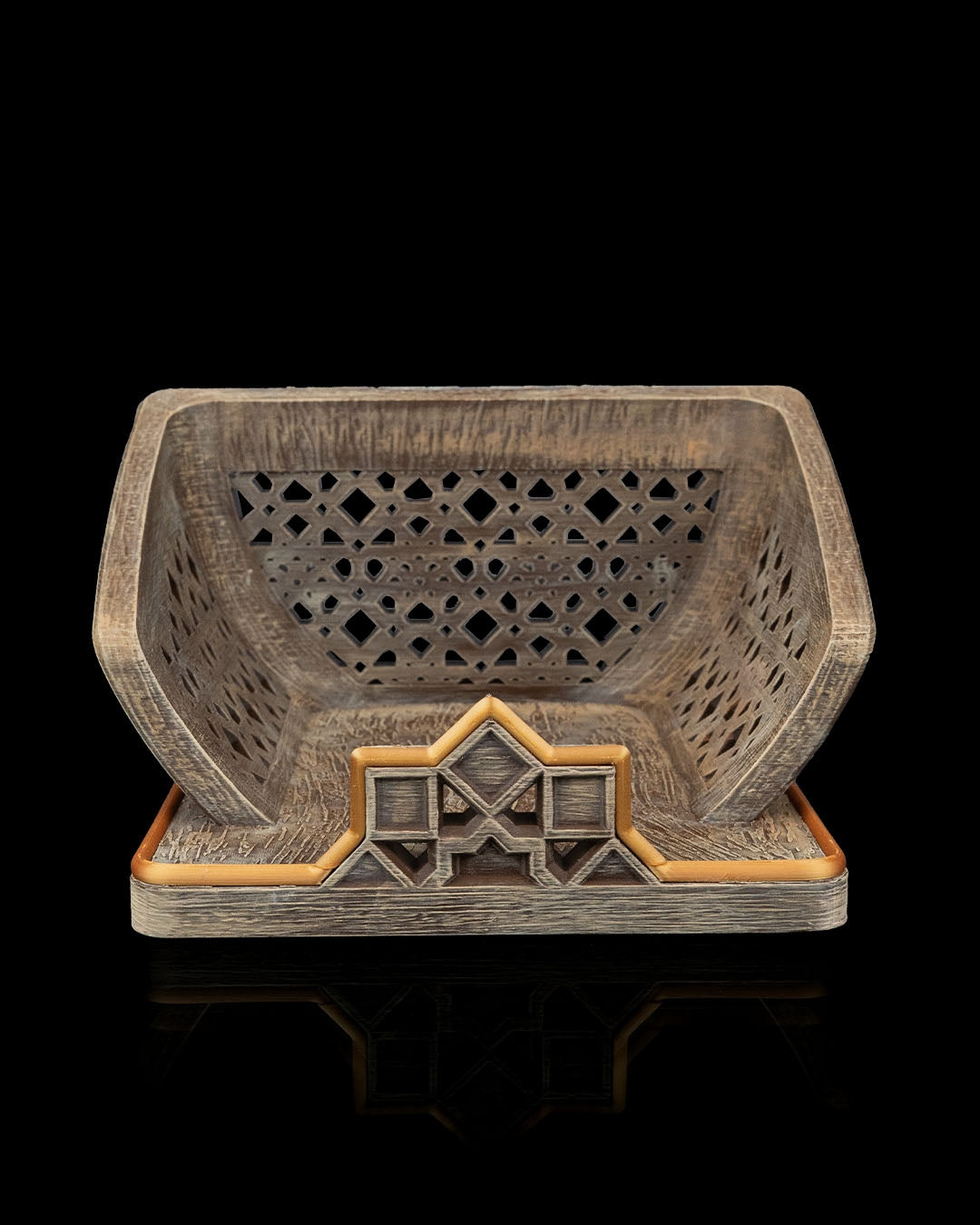 Foundation of Wisdom Book Stand – Brown & Gold Finish | 3D Printed Geometric Book Display