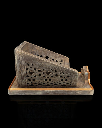 Foundation of Wisdom Book Stand – Brown & Gold Finish | 3D Printed Geometric Book Display