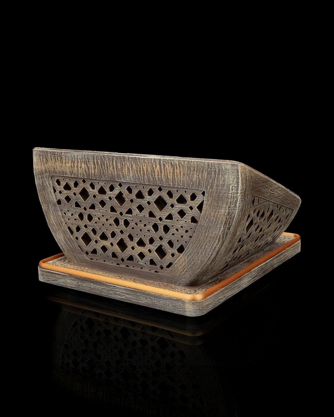 Foundation of Wisdom Book Stand – Brown & Gold Finish | 3D Printed Geometric Book Display