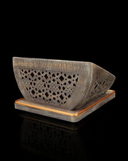 Foundation of Wisdom Book Stand – Brown & Gold Finish | 3D Printed Geometric Book Display