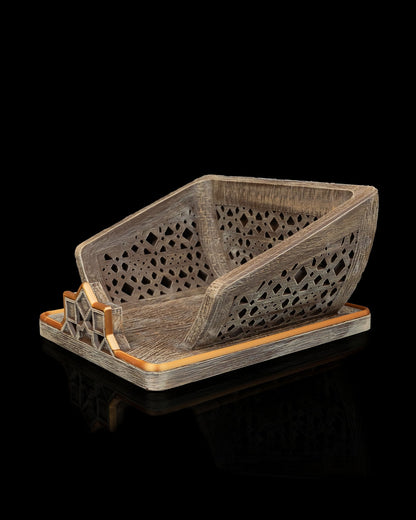 Foundation of Wisdom Book Stand – Brown & Gold Finish | 3D Printed Geometric Book Display