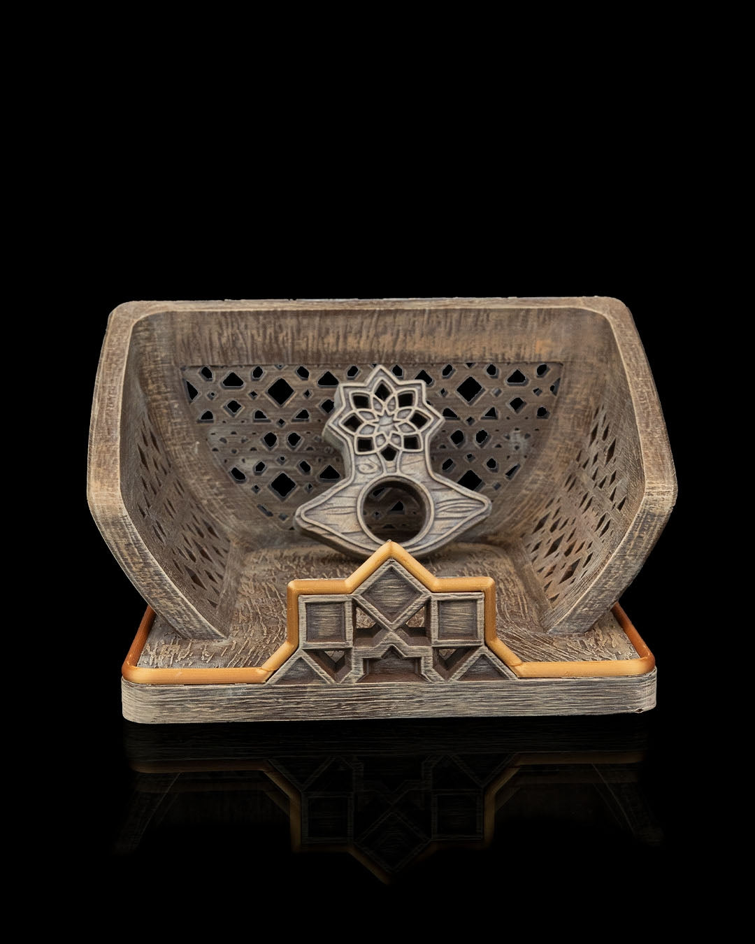 Foundation of Wisdom Book Stand – Brown & Gold Finish | 3D Printed Geometric Book Display