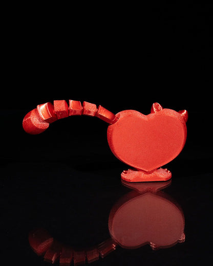 Heart Cat Figurine – 3D Printed Love-Themed Decor with Articulating Tail