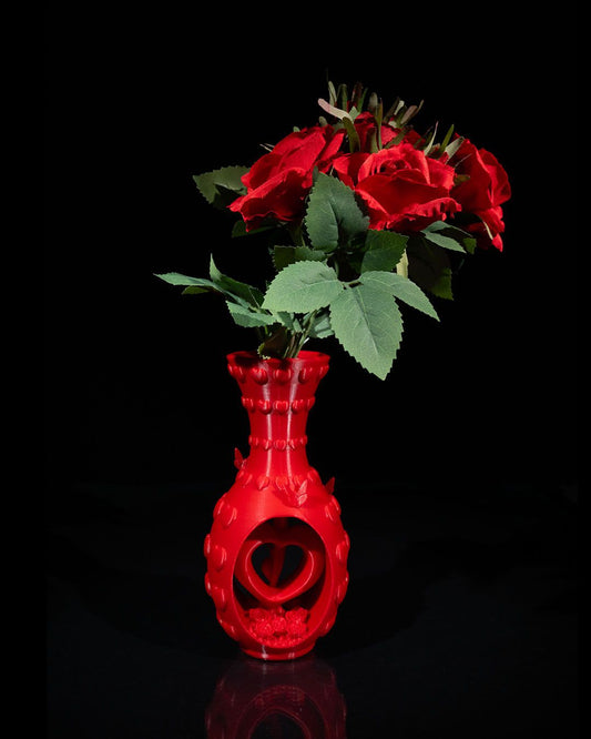 Heart and Rose Vase – Romantic 3D Printed Floral Keepsake