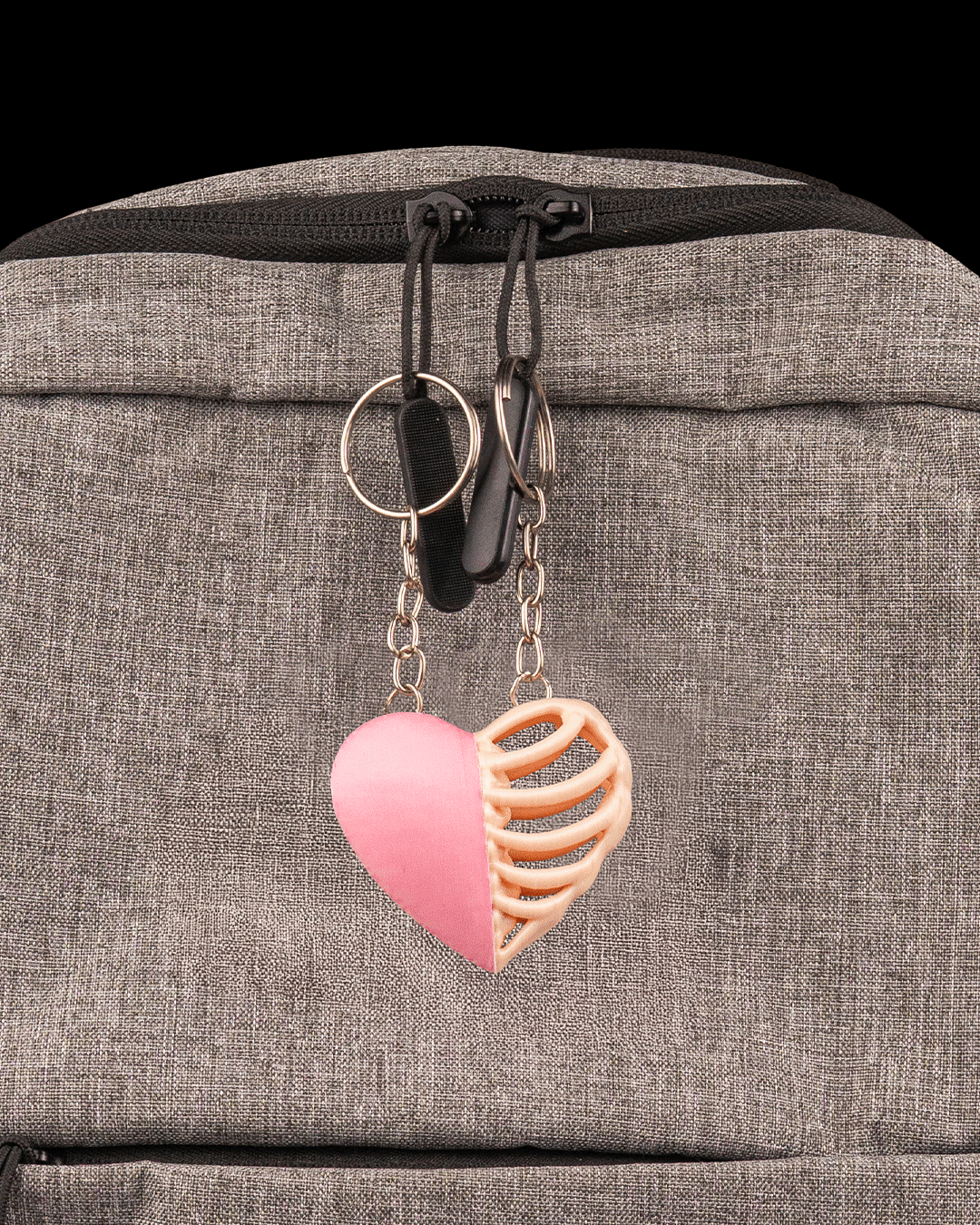 Heart and Hollow Pendants | Split Heart & Rib Necklace Set