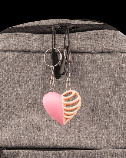 Heart and Hollow Pendants | Split Heart & Rib Necklace Set