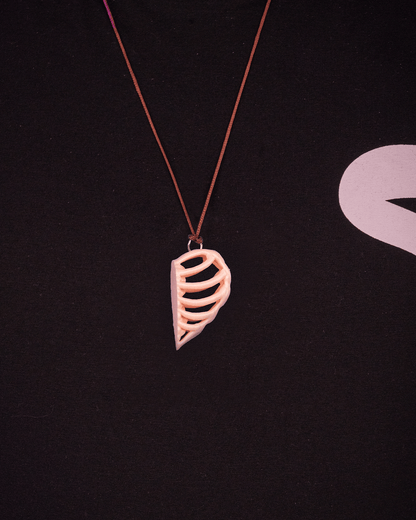 Heart and Hollow Pendants | Split Heart & Rib Necklace Set