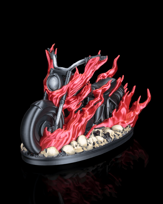 Hell Rider Motorcycle Flame Decor – Multicolor or Paint-Your-Own Display Piece