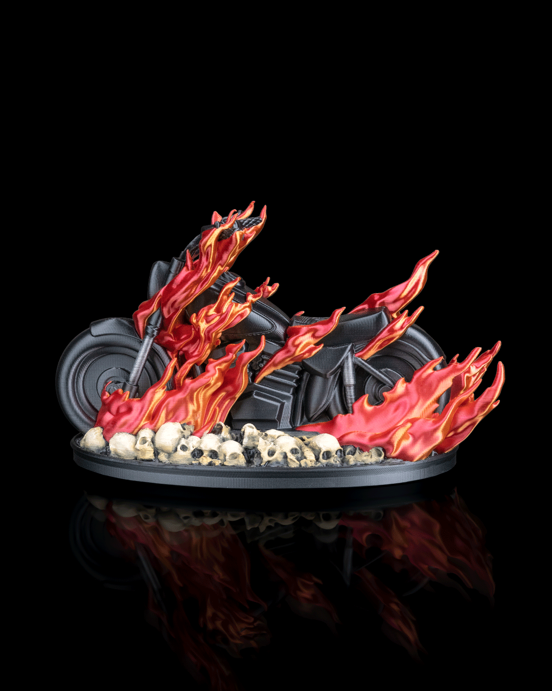Hell Rider Motorcycle Flame Decor – Multicolor or Paint-Your-Own Display Piece