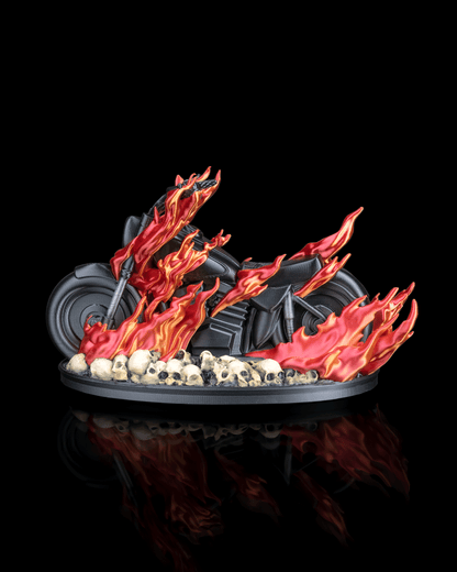 Hell Rider Motorcycle Flame Decor – Multicolor or Paint-Your-Own Display Piece