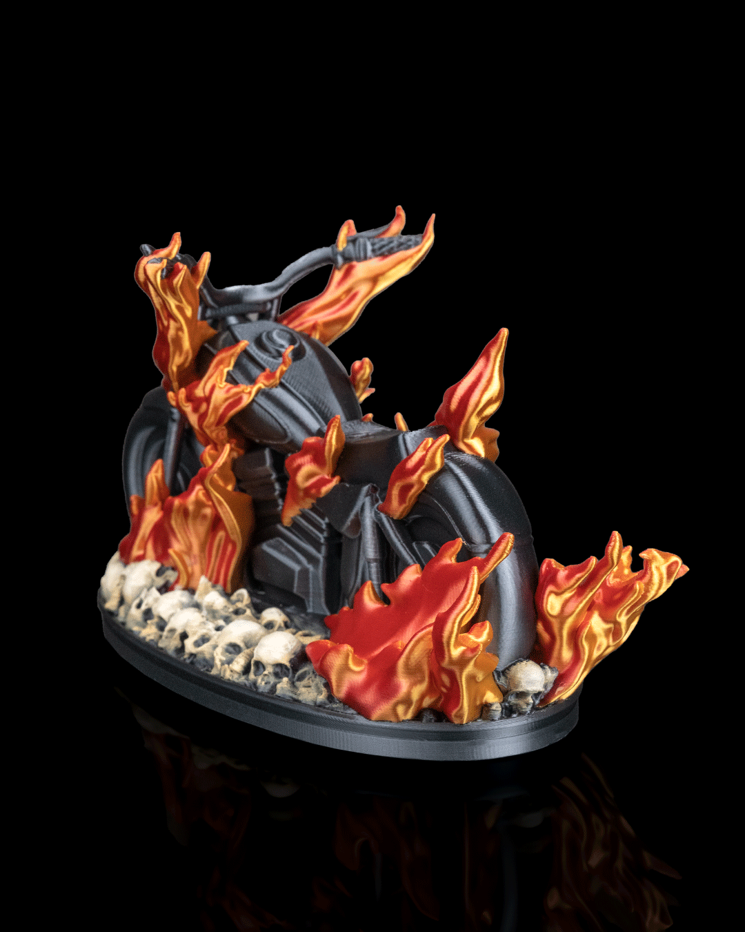 Hell Rider Motorcycle Flame Decor – Multicolor or Paint-Your-Own Display Piece