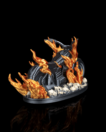 Hell Rider Motorcycle Flame Decor – Multicolor or Paint-Your-Own Display Piece