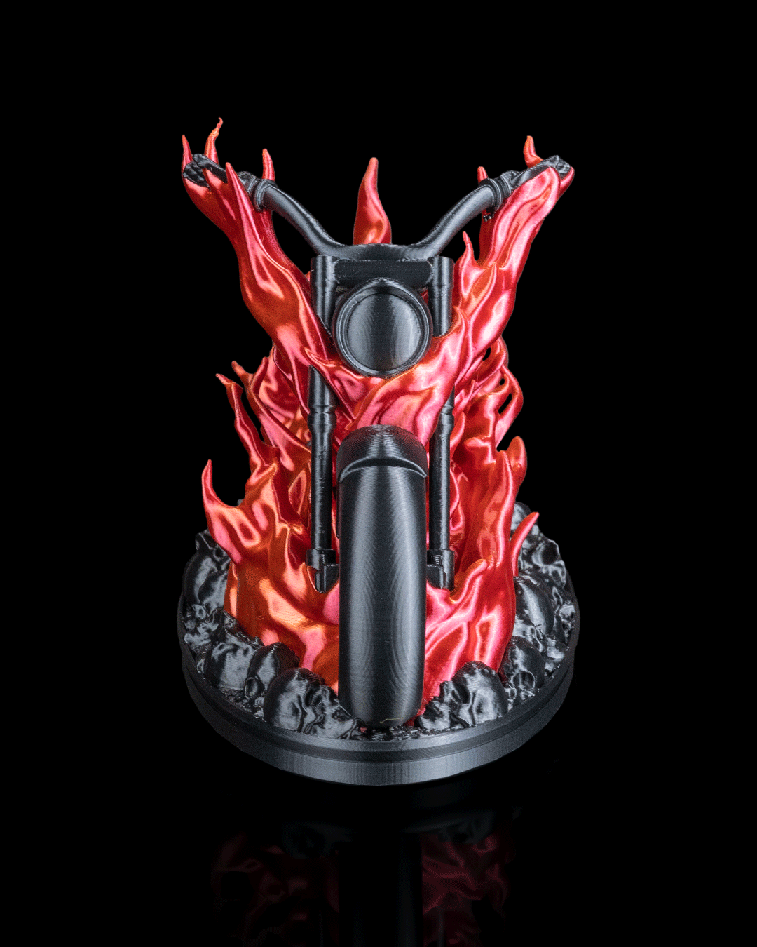 Hell Rider Motorcycle Flame Decor – Multicolor or Paint-Your-Own Display Piece