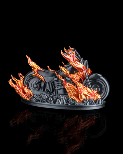 Hell Rider Motorcycle Flame Decor – Multicolor or Paint-Your-Own Display Piece