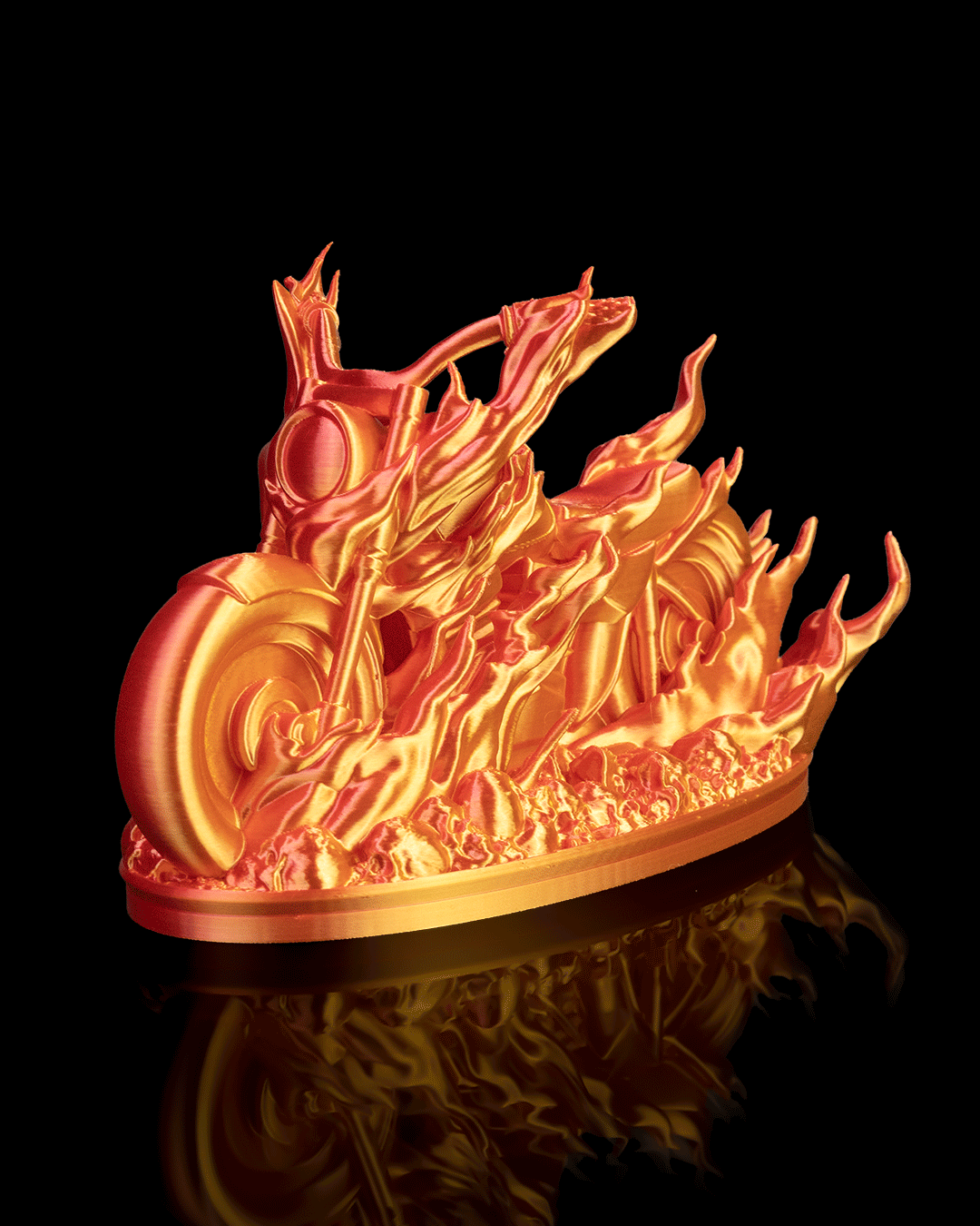 Hell Rider Motorcycle Flame Decor – Multicolor or Paint-Your-Own Display Piece