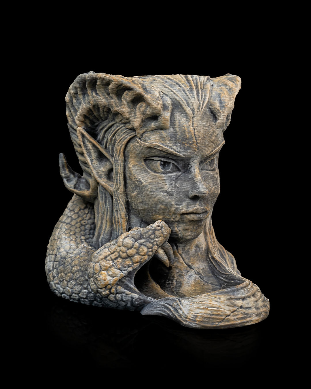 Infernal Gambit Can Holder & Dice Tower – Dragon-Elf Guardian RPG Accessory