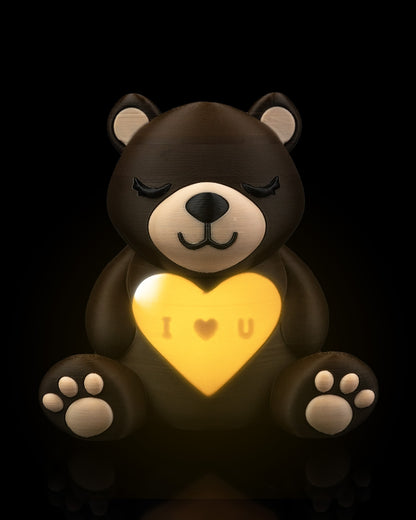 Light-Hearted Bear Light | Valentine Bear Lamp with “I ♥ U” Glow