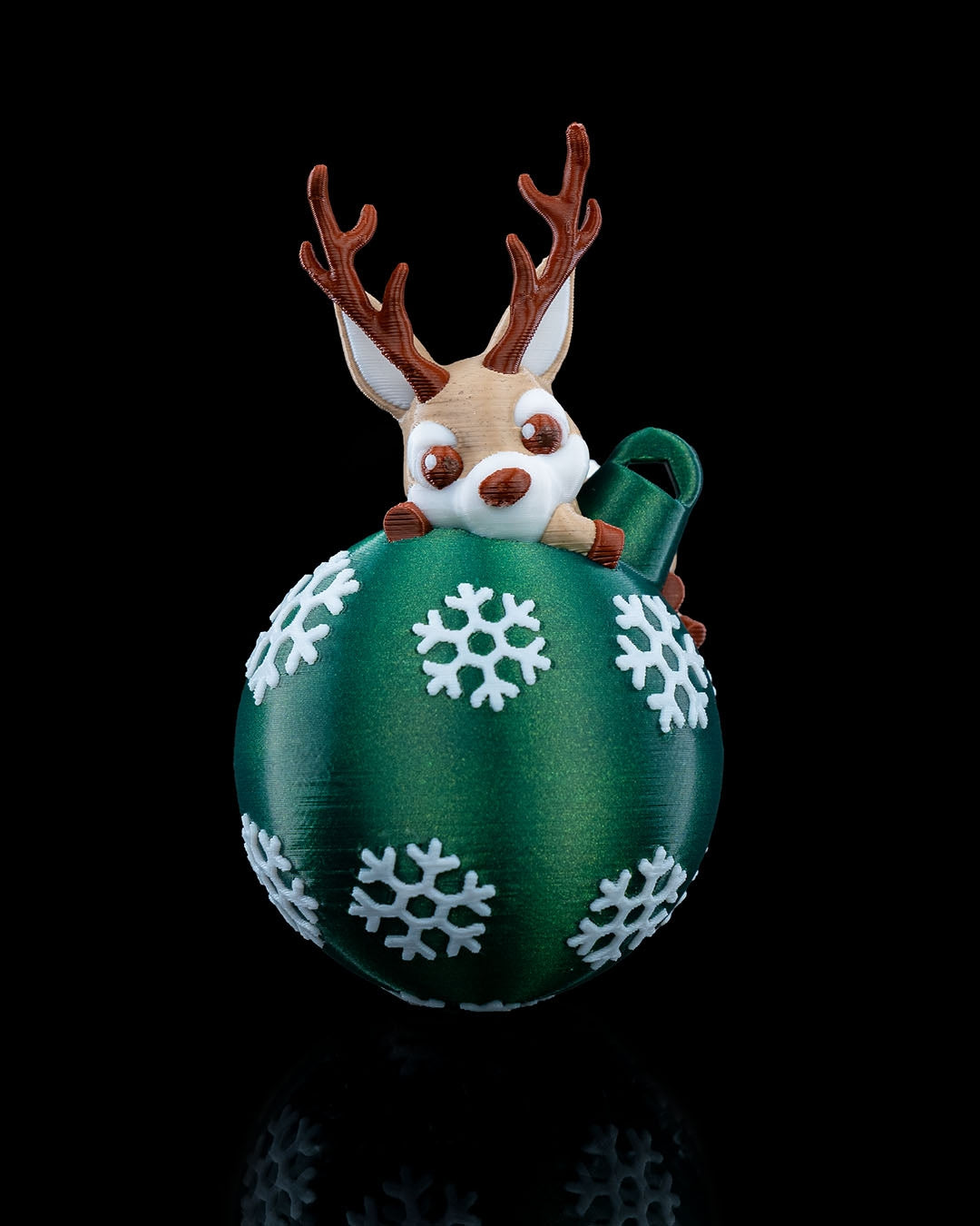 Lying Reindeer Christmas Ornament by STLFlix - Festive Holiday Decor with Snowflake Ornament Ball