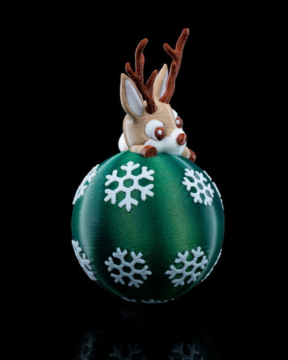 Lying Reindeer Christmas Ornament by STLFlix - Festive Holiday Decor with Snowflake Ornament Ball