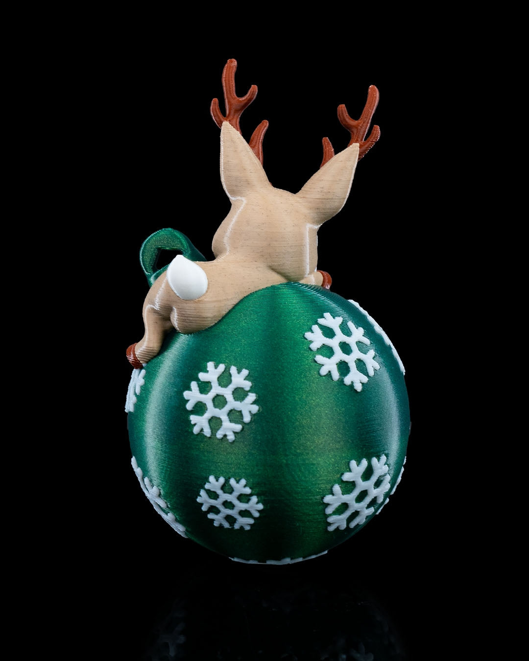 Lying Reindeer Christmas Ornament by STLFlix - Festive Holiday Decor with Snowflake Ornament Ball