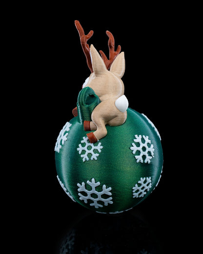 Lying Reindeer Christmas Ornament by STLFlix - Festive Holiday Decor with Snowflake Ornament Ball