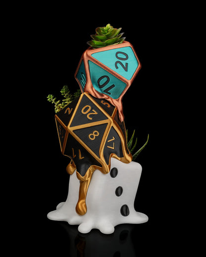 Melted Dice Planter – A Surreal Roll of Fate