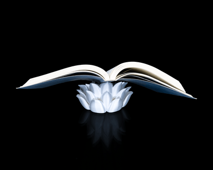 Root of Awakening Book Stand – Custom Color Lotus Display | 3D Printed Book or Altar Stand