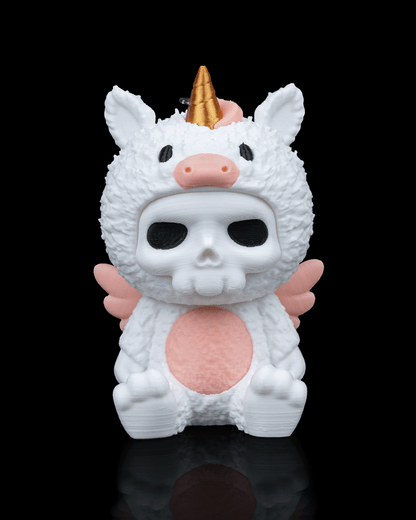 Skubbies: Unna – 3D Printed Unicorn Skull Collectible with Pink Wings