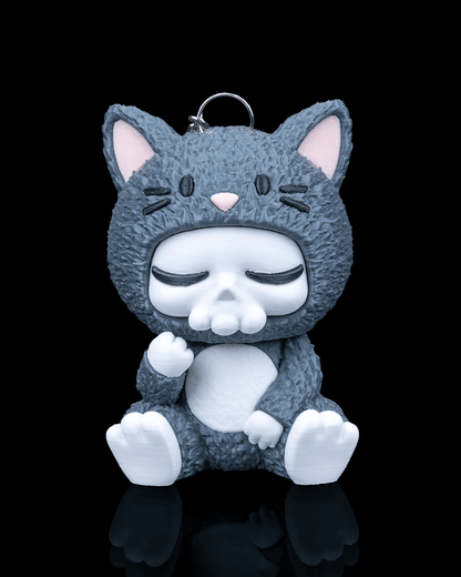 Skubbies: Whispurr – 3D Printed Sleepy Cat Skull Collectible Keychain Figure