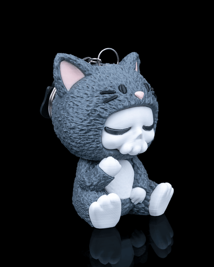 Skubbies: Whispurr – 3D Printed Sleepy Cat Skull Collectible Keychain Figure