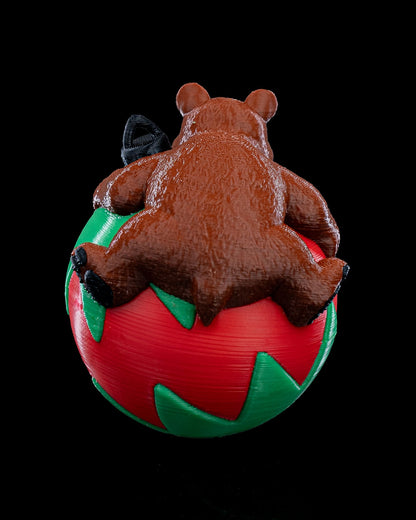 Sleeping Bear Christmas Ornament - Cozy Holiday Decor with Festive Ornament Ball